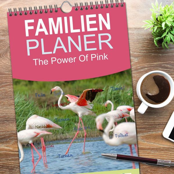 Produktbild: Familienplaner 2026 - The Power Of Pink mit 5 Spalten (Wandkalender, 21 x 45 cm) CALVENDO