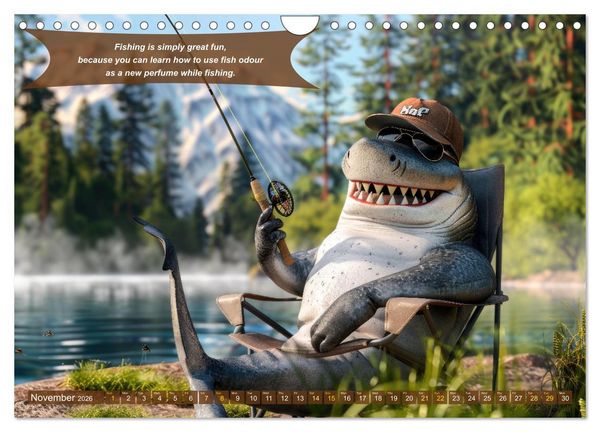 Produktbild: Funny charming animals as fishermen (Wall Calendar 2026 DIN A4 landscape), CALVENDO 12 Month Wall Calendar