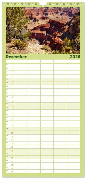 Produktbild: Familienplaner 2026 - Grand Canyon, Nationalpark mit 5 Spalten (Wandkalender, 21 x 45 cm) CALVENDO