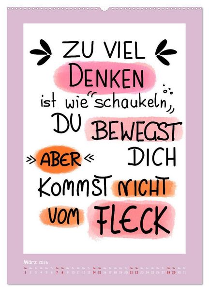 Produktbild: Nachgedacht-Spr&uuml;che und Zitate (Wandkalender 2026 DIN A2 hoch), CALVENDO Monatskalender
