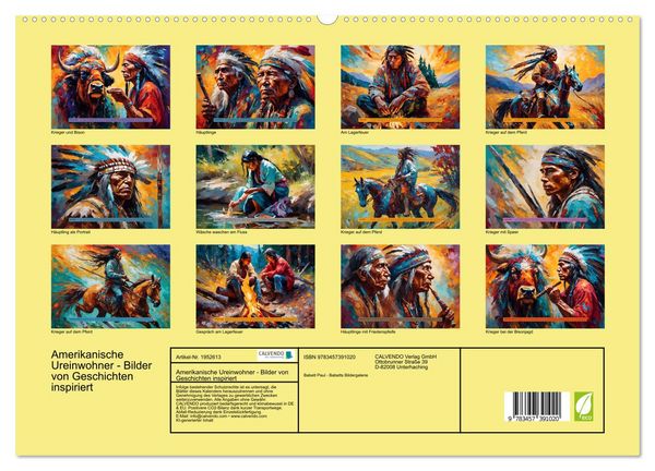 Produktbild: Amerikanische Ureinwohner - Bilder von Geschichten inspiriert (hochwertiger Premium Wandkalender 2026 DIN A2 quer), Kunstdruck in Hochglanz