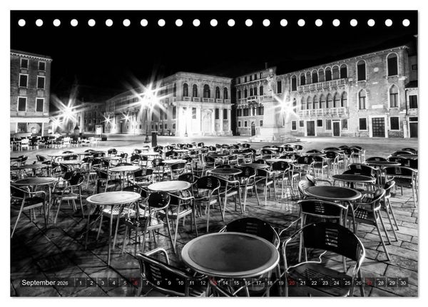 Produktbild: Leuchtendes Venedig &hellip;in monochrom (Tischkalender 2026 DIN A5 quer), CALVENDO Monatskalender