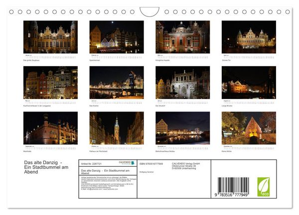 Produktbild: Das alte Danzig - Ein Stadtbummel am Abend (Wandkalender 2027 DIN A4 quer), CALVENDO Monatskalender