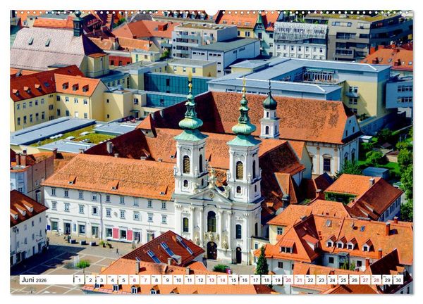 Produktbild: Graz - Ausblick auf die Dachlandschaft (hochwertiger Premium Wandkalender 2026 DIN A2 quer), Kunstdruck in Hochglanz