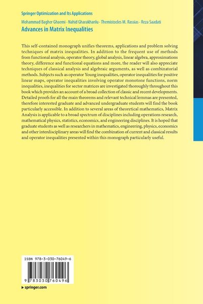 Produktbild: Advances in Matrix Inequalities
