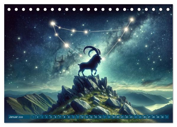 Produktbild: Kosmische Sinfonie: Der Tanz der Sternzeichen (Tischkalender 2026 DIN A5 quer), CALVENDO Monatskalender