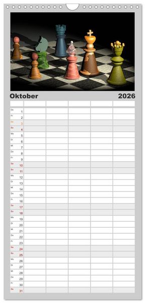 Produktbild: Familienplaner 2026 - SCHACH - Spiel der K&ouml;nige mit 5 Spalten (Wandkalender, 21 x 45 cm) CALVENDO