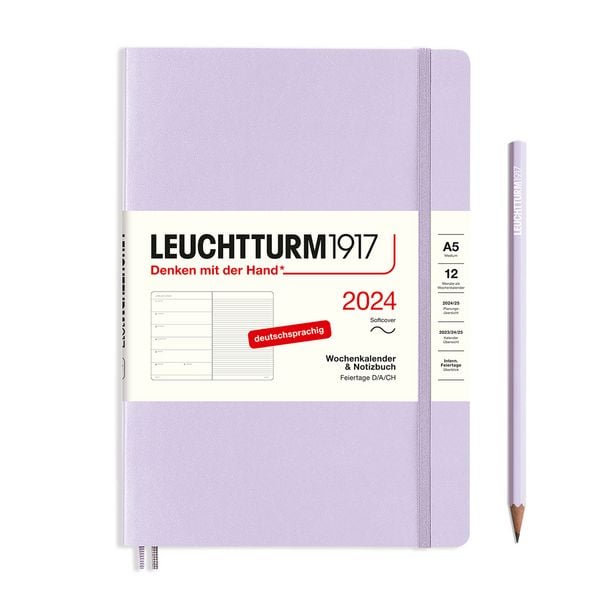 Produktbild: LEUCHTTURM1917 Wochenkalender & Notizbuch Medium (A5) 2024, Softcover, Lilac, Deutsch