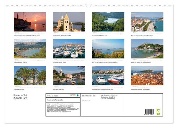 Produktbild: Kroatische Adriak&uuml;ste (Wandkalender 2026 DIN A2 quer), CALVENDO Monatskalender