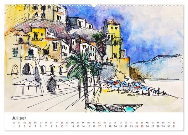 Produktbild: Italienische Reiseskizzen (Wandkalender 2027 DIN A2 quer), CALVENDO Monatskalender