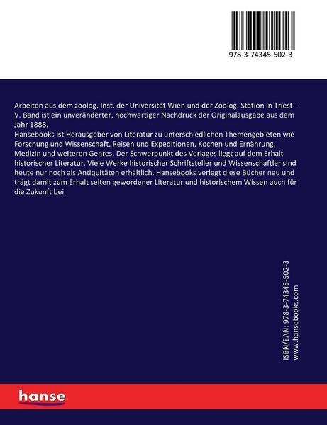 Produktbild: Arbeiten aus dem zoolog. Inst. der Universit&auml;t Wien und der Zoolog. Station in Triest
