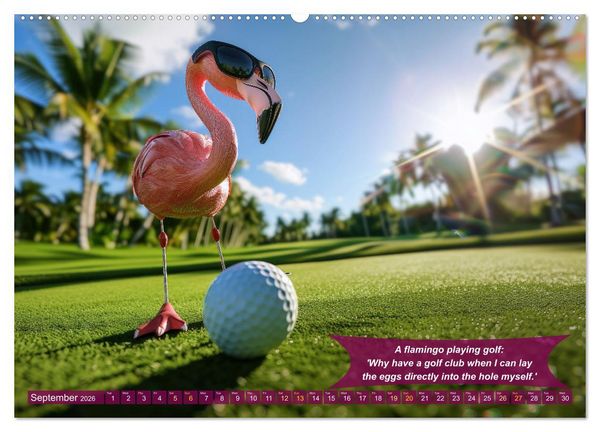 Produktbild: Funny charming animals as golf players (Wall Calendar 2026 DIN A2 landscape), CALVENDO 12 Month Wall Calendar