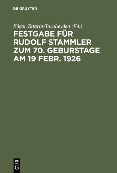 Produktbild: Festgabe f&uuml;r Rudolf Stammler zum 70. Geburstage am 19 Febr. 1926