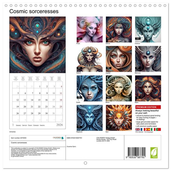 Produktbild: Cosmic sorceresses (Wall Calendar 2026 12 &times; 12 Inch) CALVENDO 12 Month Wall Calendar