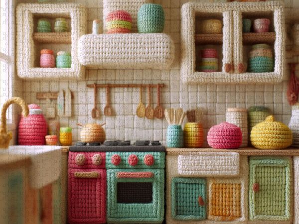 Produktbild: CALVENDO Puzzle K&uuml;che aus Wolle | 1000 Teile Lege-Gr&ouml;&szlig;e 64x48cm Foto-Puzzle f&uuml;r gl&uuml;ckliche Stunden