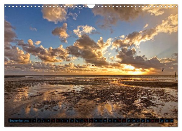Produktbild: Sonnenunterg&auml;nge, an der Nordseek&uuml;ste vor Cuxhaven (Wandkalender 2026 DIN A3 quer), CALVENDO Monatskalender