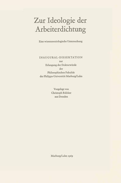 Produktbild: Zur Ideologie der Arbeiterdichtung