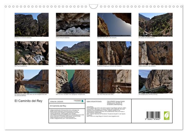 Produktbild: El Caminito del Rey (Wandkalender 2026 DIN A3 quer), CALVENDO Monatskalender