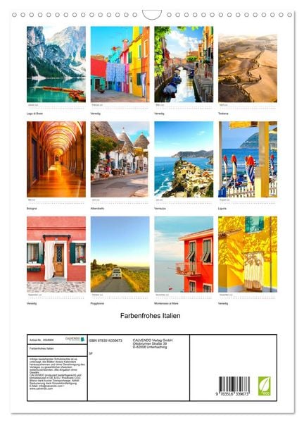 Produktbild: Farbenfrohes Italien (Wandkalender 2026 DIN A3 hoch), CALVENDO Monatskalender