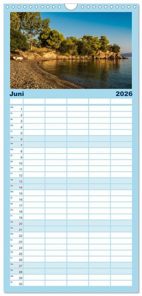 Produktbild: Familienplaner 2026 - Peloponnes - Einladung zum Chillen mit 5 Spalten (Wandkalender, 21 x 45 cm) CALVENDO