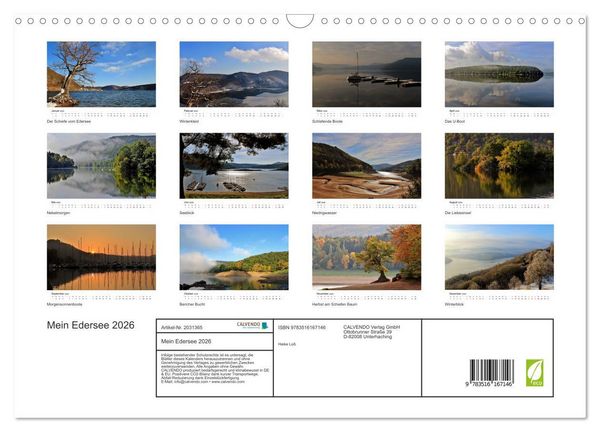 Produktbild: Mein Edersee 2026 (Wandkalender 2026 DIN A3 quer), CALVENDO Monatskalender