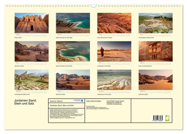 Produktbild: Jordanien Sand, Stein und Salz (Wandkalender 2027 DIN A2 quer), CALVENDO Monatskalender