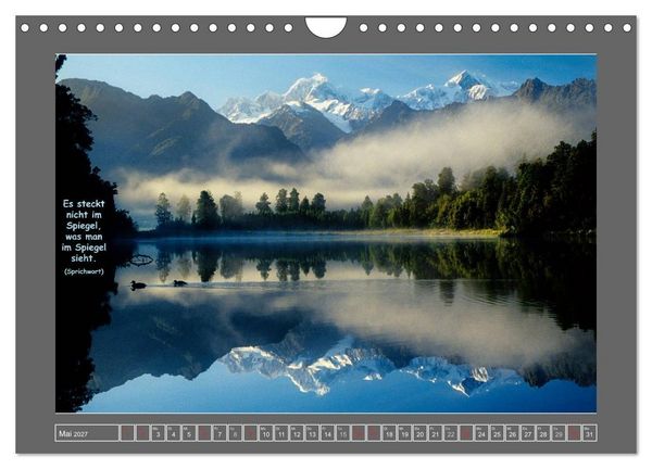 Produktbild: Naturwunder Neuseeland - in Bild und Text (Wandkalender 2027 DIN A4 quer), CALVENDO Monatskalender