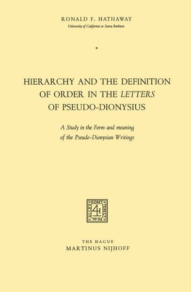 Produktbild: Hierarchy and the Definition of Order in the Letters of Pseudo-Dionysius
