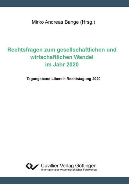 Produktbild: Rechtsfragen zum gesellschaftlichen und und wirtschaftlichen Wandel im Jahr 2020