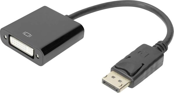 Digitus AK-340401-001-S DisplayPort / DVI Adapter [1x DisplayPort Stecker - 1x DVI-Buchse 24+5pol.] Schwarz 15.00 cm