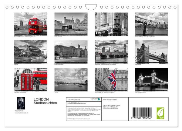 Produktbild: LONDON Stadtansichten (Wandkalender 2026 DIN A4 quer), CALVENDO Monatskalender
