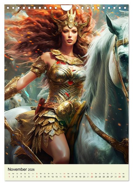Produktbild: Antike Amazonen. Furchtlose Fantasy-Kriegerinnen (Wandkalender 2026 DIN A4 hoch), CALVENDO Monatskalender
