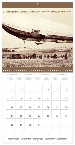 Produktbild: Airships &ndash; Zeppelins on historic postcards (Wall Calendar 2026 12 &times; 12 Inch) CALVENDO 12 Month Wall Calendar