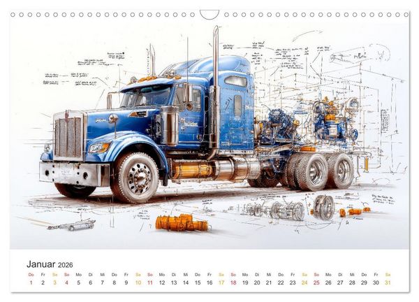 Produktbild: Trucks - Design Studien (Wandkalender 2026 DIN A3 quer), CALVENDO Monatskalender