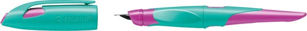 Produktbild: STABILO Ergonomischer Schulf&uuml;ller f&uuml;r Rechtsh&auml;nder mit Anf&auml;nger-Feder A -   EASYbirdy in t&uuml;rkis/neonpink - Einzelstift - inklusive Patrone