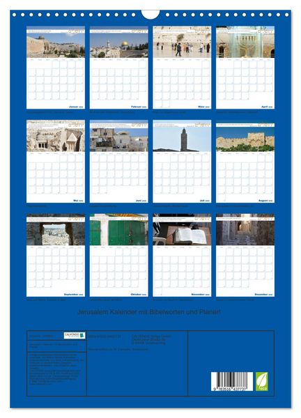 Produktbild: Jerusalem Kalender mit Bibelworten und Planer! (Wandkalender 2026 DIN A3 hoch), CALVENDO Monatskalender