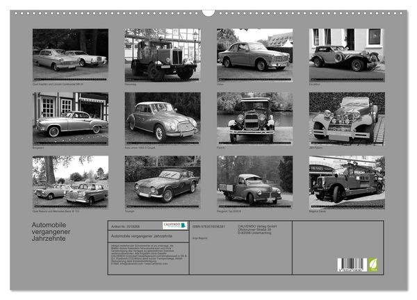 Produktbild: Automobile vergangener Jahrzehnte (Wandkalender 2026 DIN A2 quer), CALVENDO Monatskalender