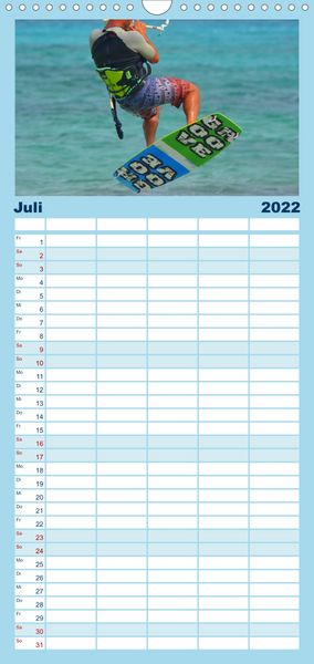 Produktbild: Familienplaner Kitesurfen - Wind und Wellen (Wandkalender 2022 , 21 cm x 45 cm, hoch)