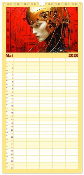Produktbild: Familienplaner 2026 - Roboter Portraits. Zukunft und Visionen mit 5 Spalten (Wandkalender, 21 x 45 cm) CALVENDO