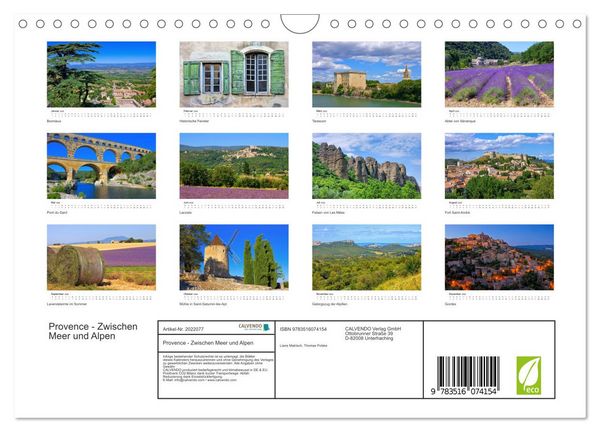 Produktbild: Provence - Zwischen Meer und Alpen (Wandkalender 2026 DIN A4 quer), CALVENDO Monatskalender