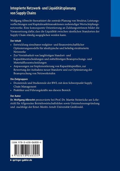 Produktbild: Integrierte Netzwerk- und Liquidit&auml;tsplanung von Supply Chains
