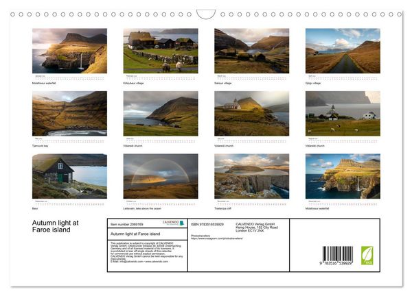 Produktbild: Autumn light at Faroe island (Wall Calendar 2026 DIN A3 landscape), CALVENDO 12 Month Wall Calendar
