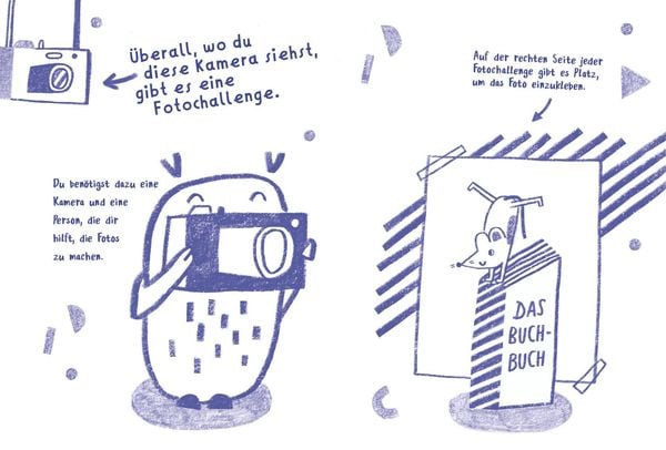 Produktbild: Das Buch-Buch - Steckbriefe f&uuml;r deine Lieblingsb&uuml;cher &ndash; witzige Foto-Challenges &ndash; alle m&ouml;glichen Sachen mit B&uuml;chern machen