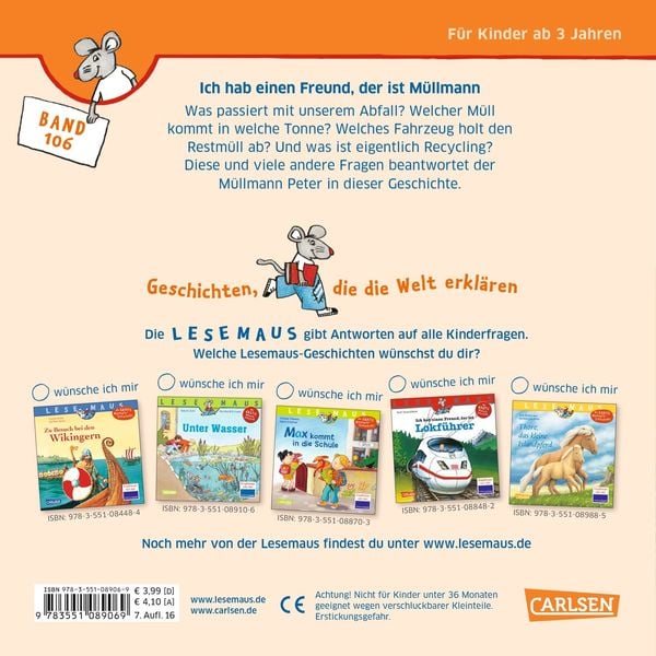 Produktbild: LESEMAUS 106: Ich hab einen Freund, der ist M&uuml;llmann