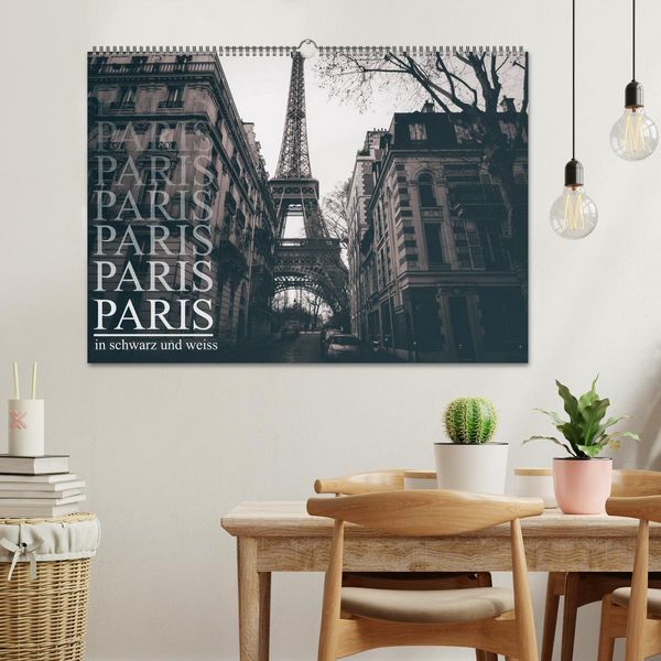 Produktbild: Paris - in schwarz und weiss (Wandkalender 2026 DIN A2 quer), CALVENDO Monatskalender