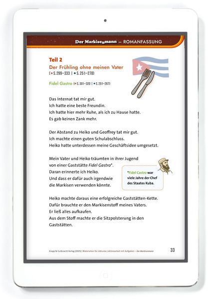 Produktbild: Der Markisenmann &ndash; Jan Weiler &ndash; Materialien f&uuml;r inklusive Lekt&uuml;rearbeit mit Aufgaben