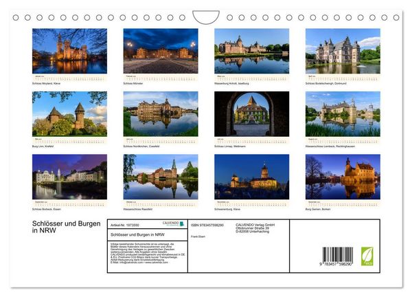 Produktbild: Schl&ouml;sser und Burgen in NRW (Wandkalender 2026 DIN A4 quer), CALVENDO Monatskalender