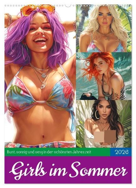 Girls im Sommer. Bunt, sonnig und sexy in der schönsten Jahreszeit (Wandkalender 2026 DIN A2 hoch), CALVENDO Monatskalender