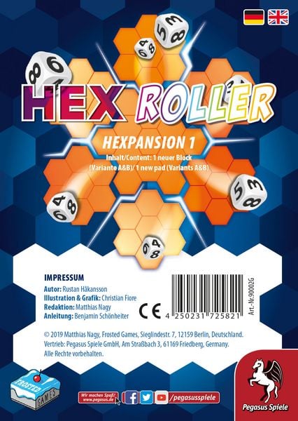 Produktbild: HexRoller: Hexpansion 1 [Erweiterung] (Frosted Games)