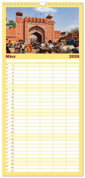 Produktbild: Familienplaner 2026 - Faszination Indien mit 5 Spalten (Wandkalender, 21 x 45 cm) CALVENDO